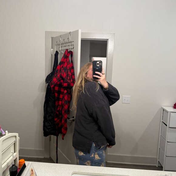 J.Crew Vintage Fleece Turtleneck Sweatshirt Women’s 2X Black Gray Slouchy Soft - Picture 7 of 7